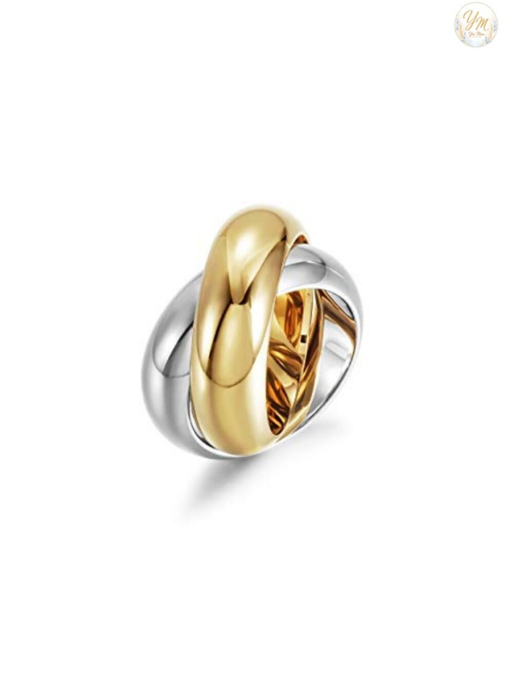 Two Tone Interlocked Chunky Cocktail Ring Wide Band Statement Jewelry Size 9